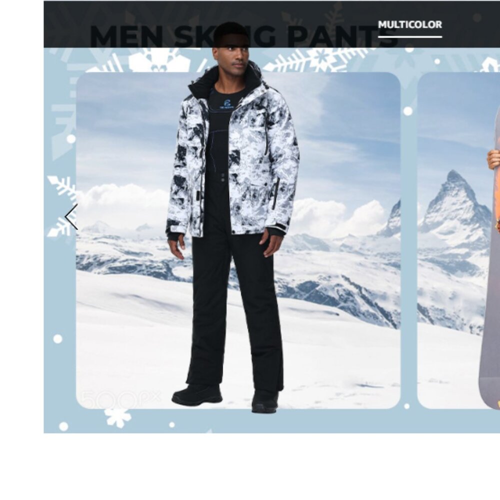Men's Waterproof Ski Jacket Warm Winter Hooded Snow Jacket - XL